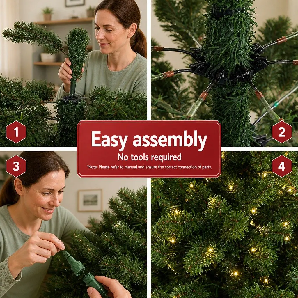 Pre-lit Green Christmas Tree 2.7M 9FT 2590 PVC Tips Warm White LED Lights