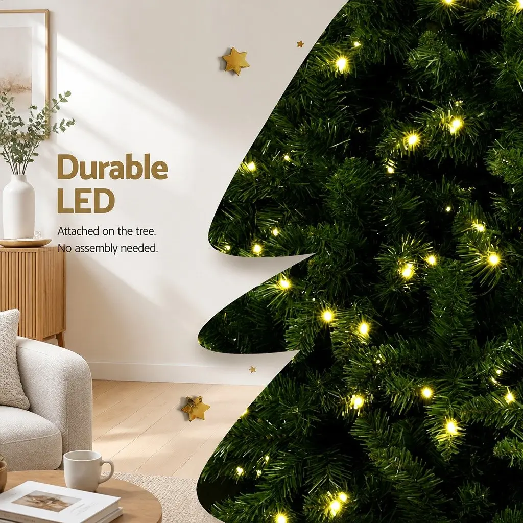 Pre-lit Green Christmas Tree 2.7M 9FT 2590 PVC Tips Warm White LED Lights