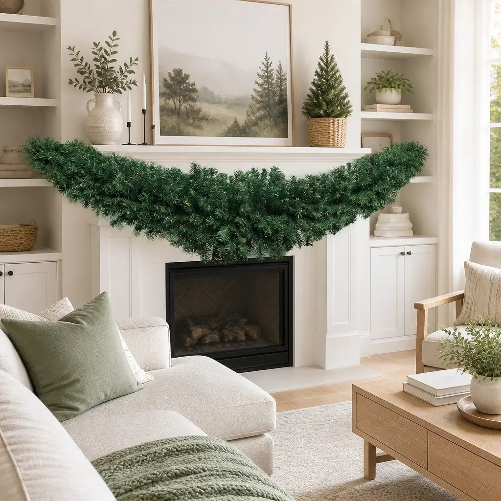Green Christmas Garland 1.8m Xmas Decorations Indoor Outdoor Lights Mantel