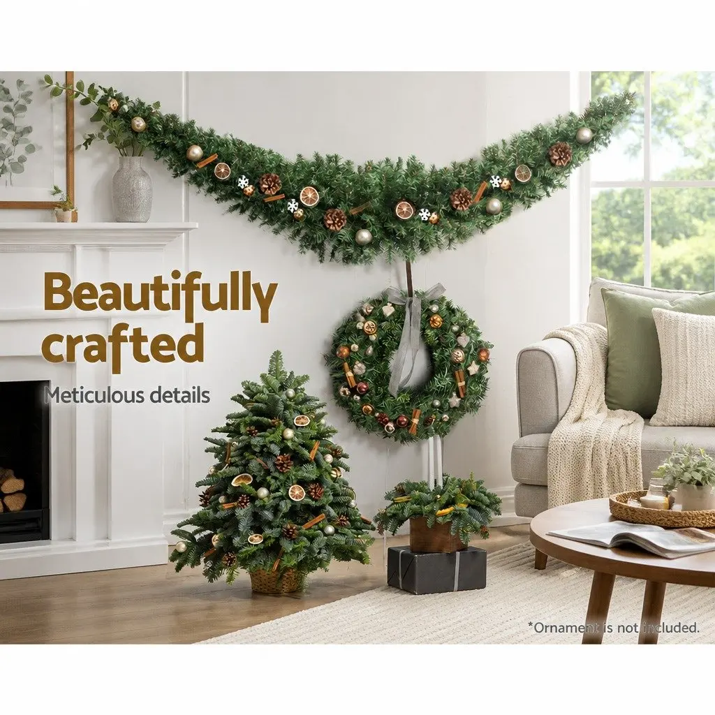 Green Christmas Garland 1.8m Xmas Decorations Indoor Outdoor Lights Mantel