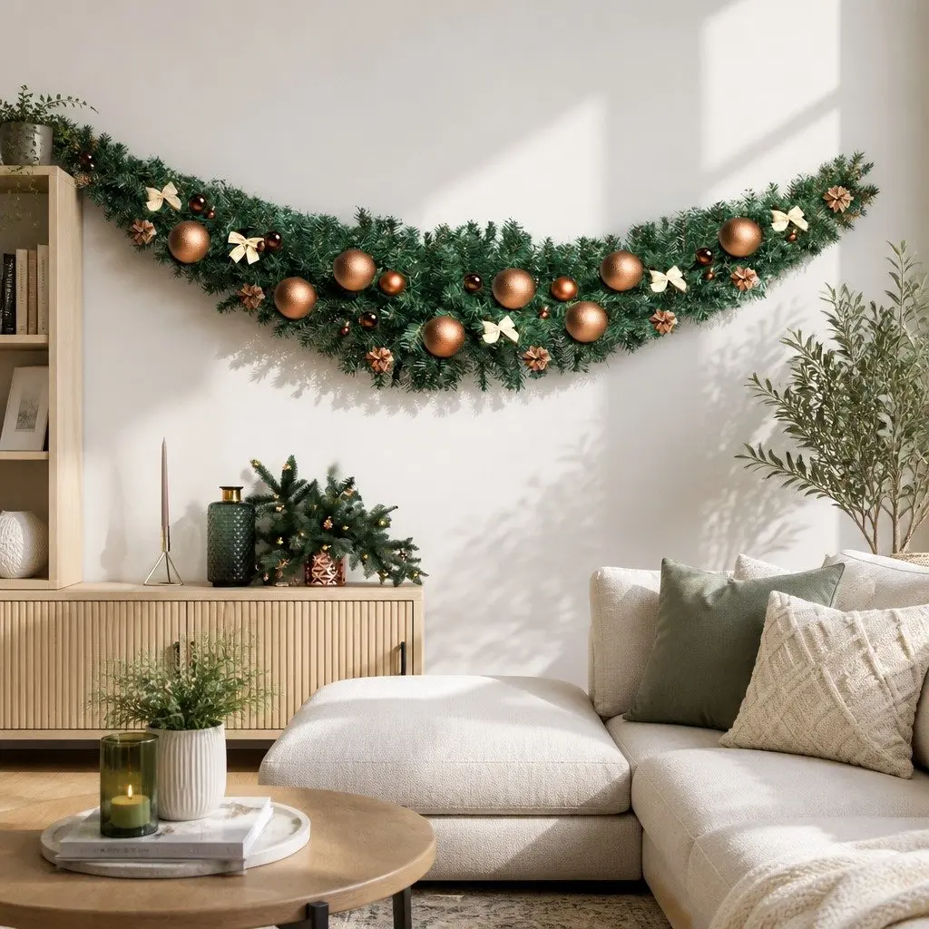 Green Christmas Garland 1.8m Xmas Decorations Indoor Outdoor Lights Mantel