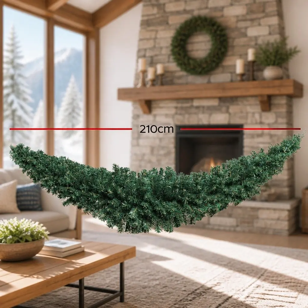 Christmas Garland Green 2.1m PVC Pre-lit Indoor Outdoor Decoration