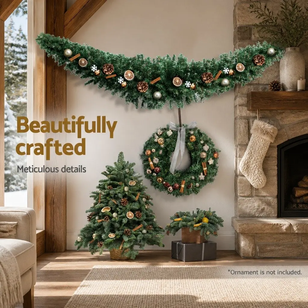 Christmas Garland Green 2.1m PVC Pre-lit Indoor Outdoor Decoration