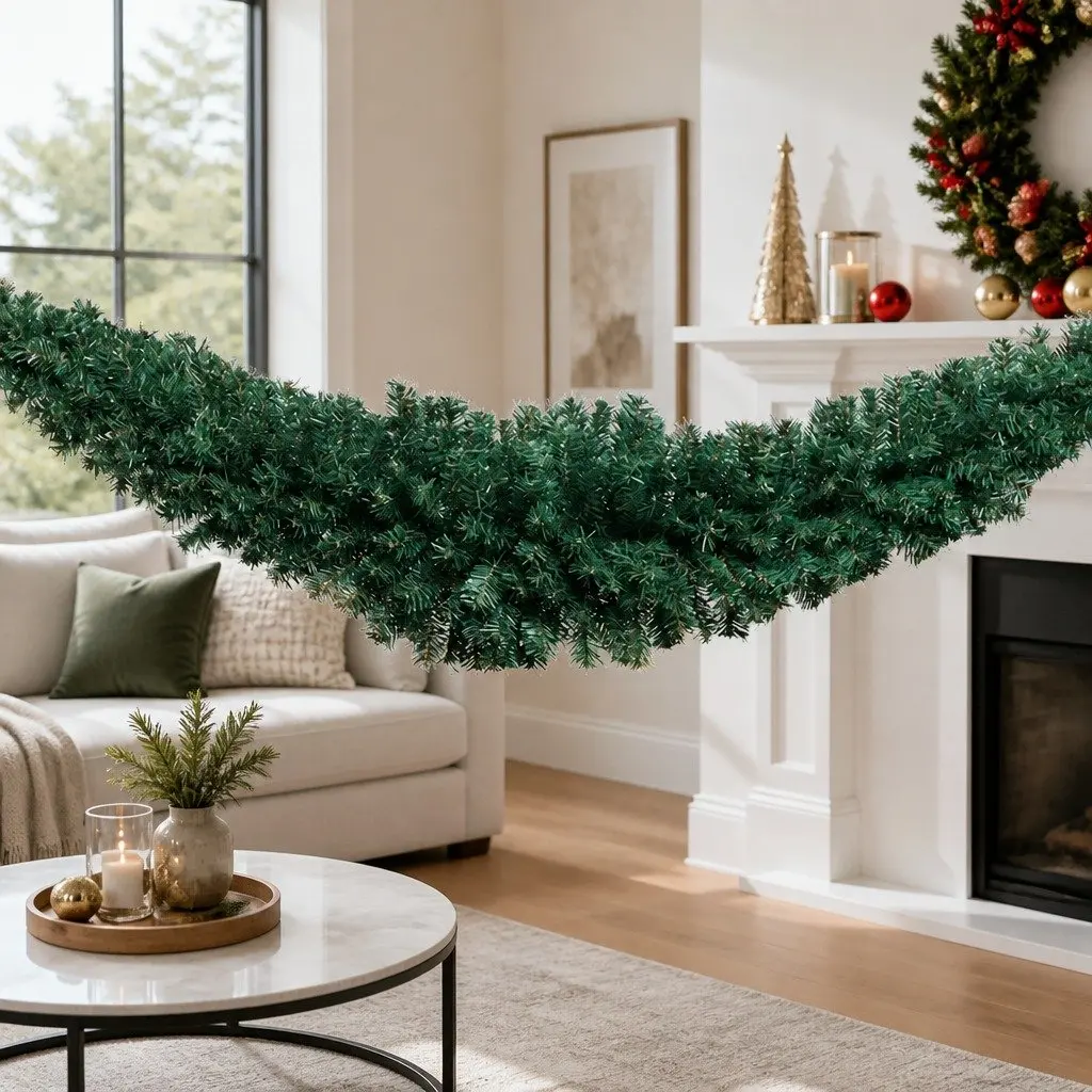 Christmas Garland PVC 2.4m Green Indoor Outdoor Decoration
