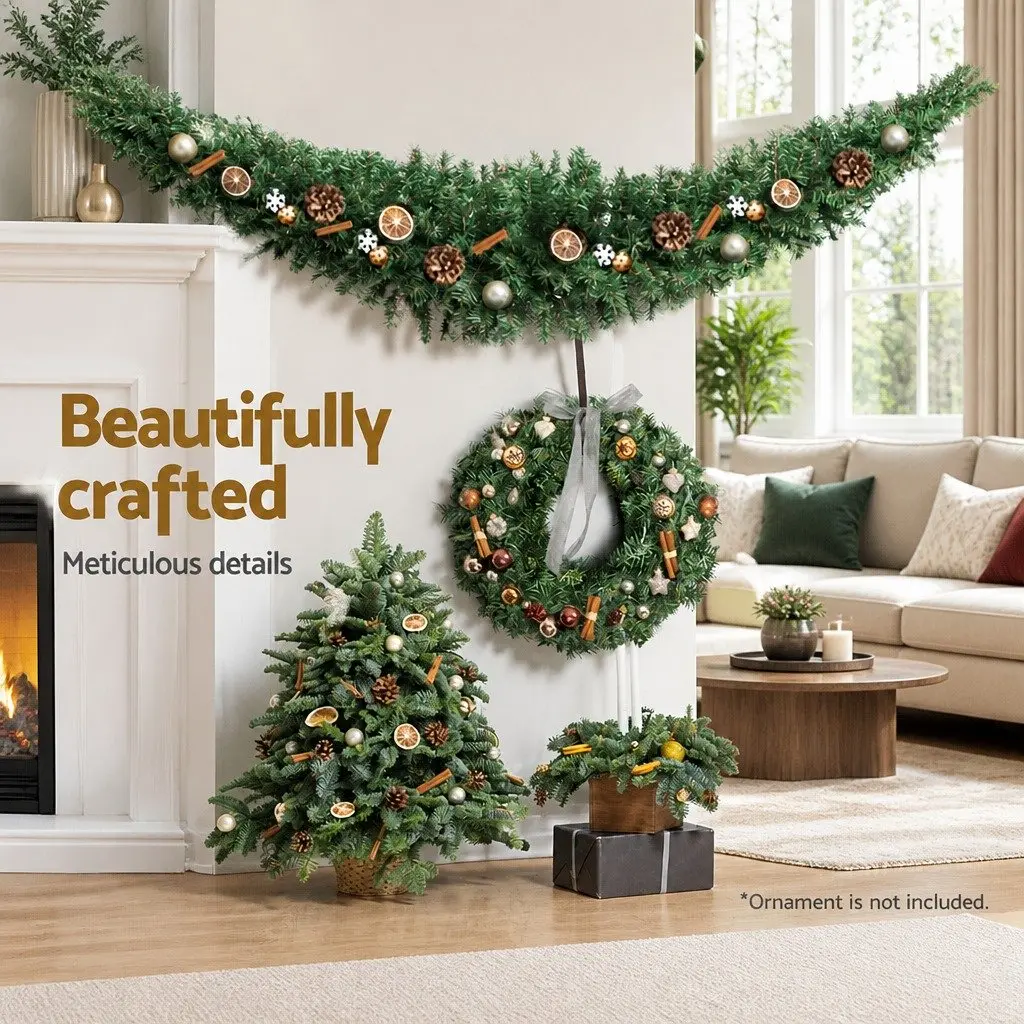 Christmas Garland PVC 2.4m Green Indoor Outdoor Decoration