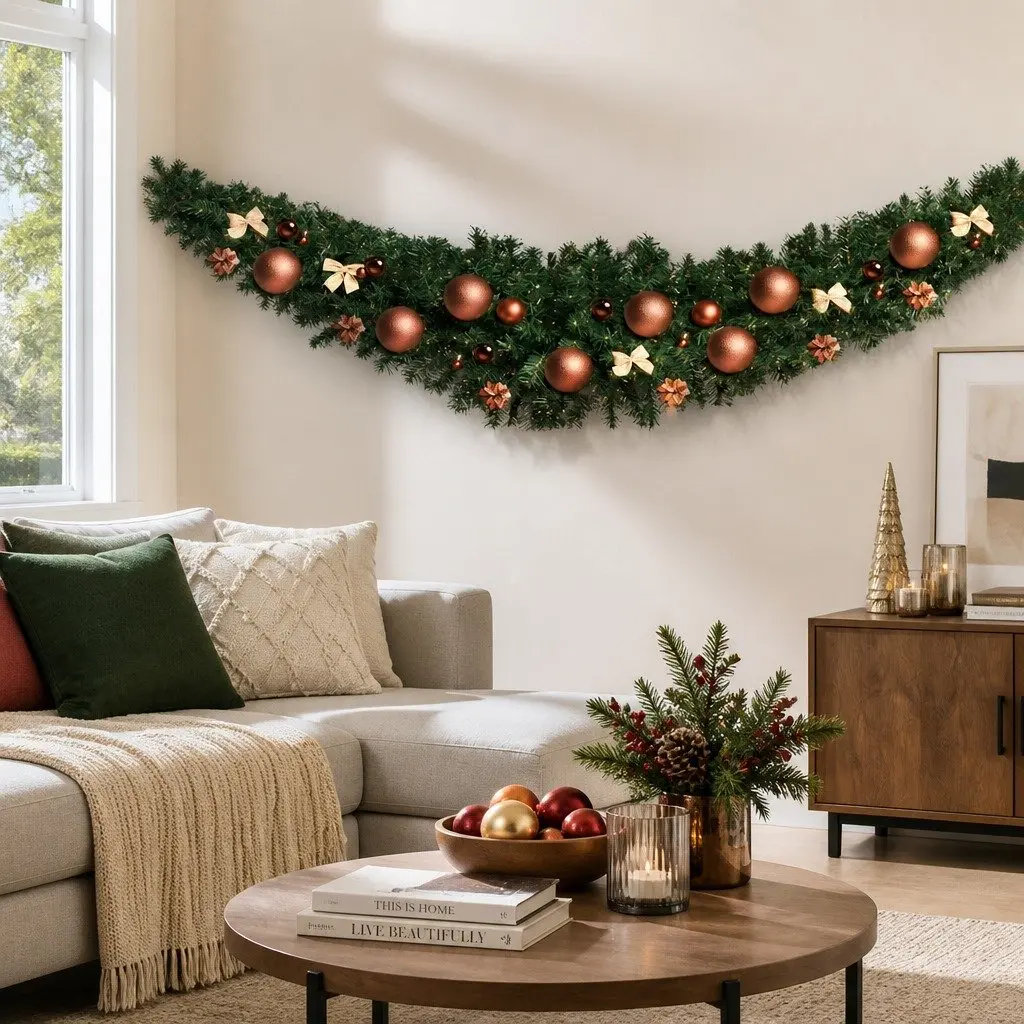 Christmas Garland PVC 2.4m Green Indoor Outdoor Decoration