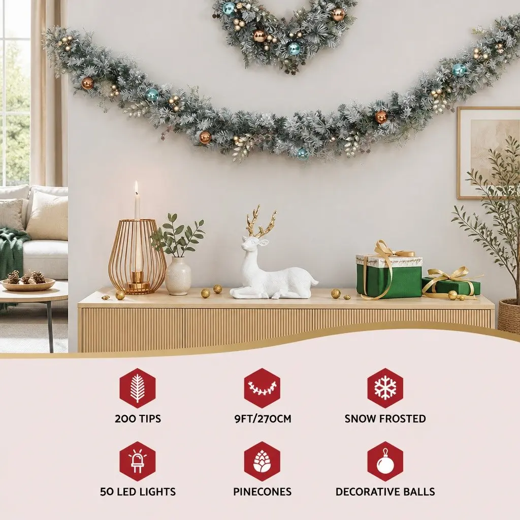 2.7m Christmas Garland for Various Home Spaces