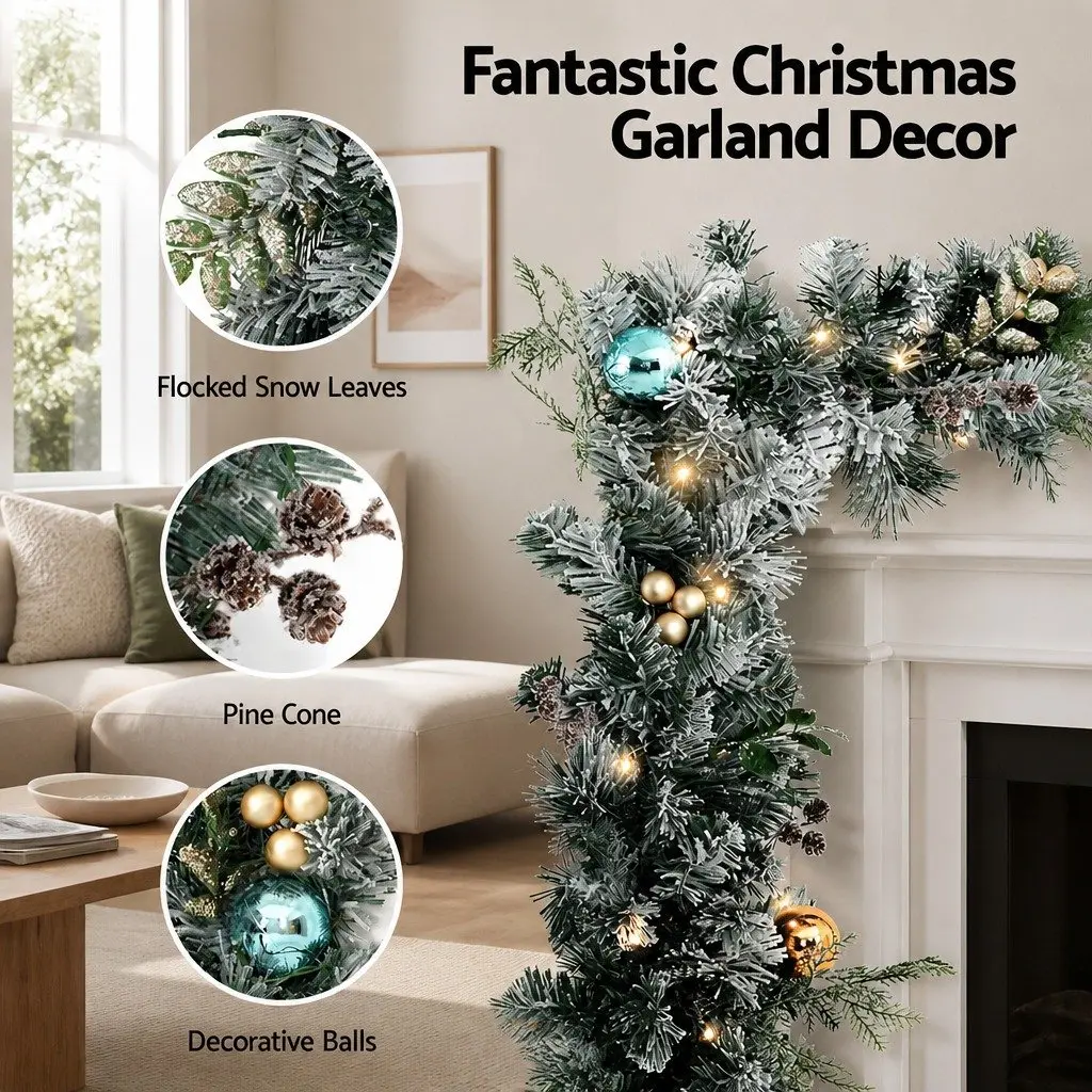 2.7m Christmas Garland for Various Home Spaces