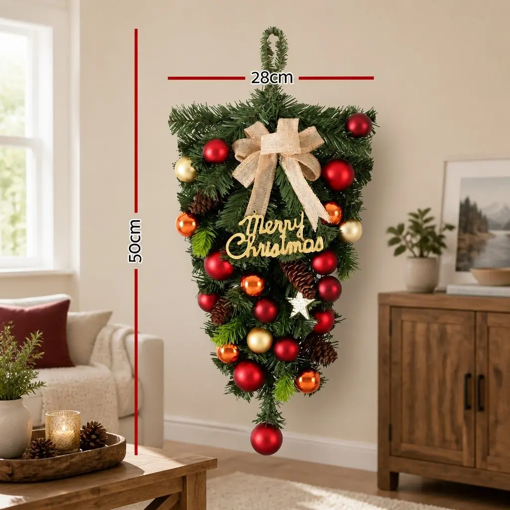 Hanging Christmas Garland 50CM Green PVC PE Decorations Ornaments Wreath