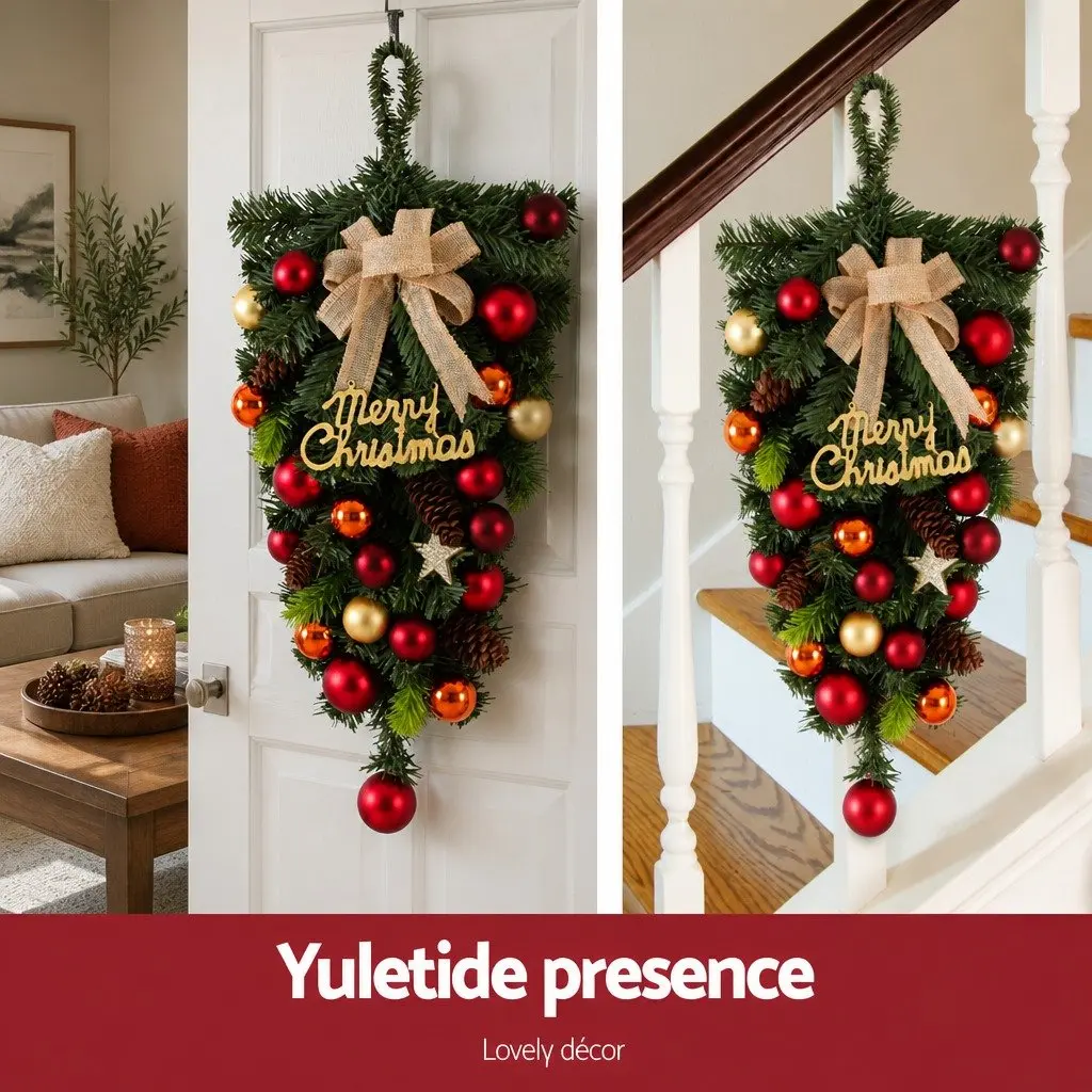 Hanging Christmas Garland 50CM Green PVC PE Decorations Ornaments Wreath