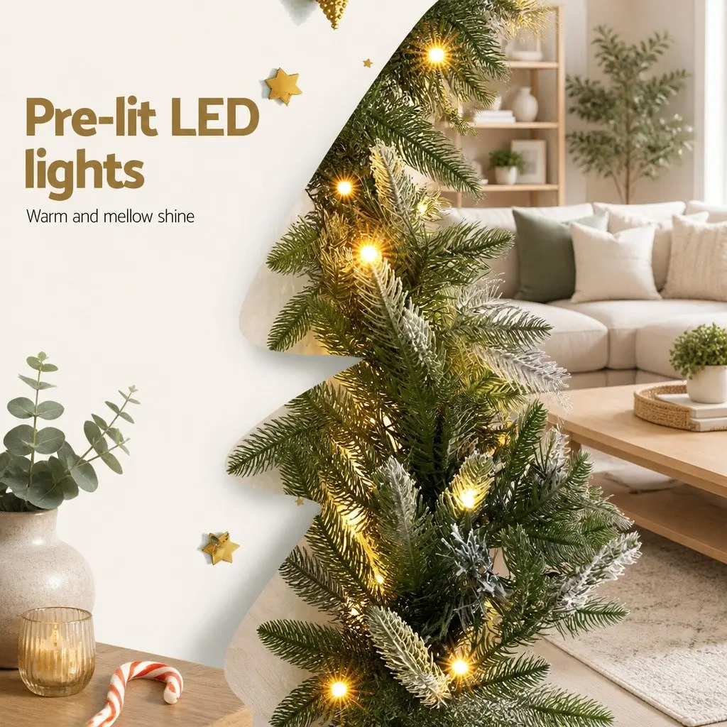Christmas Garland Pre-lit Warm White LED 3 Metre Green PE PVC Indoor Outdoor
