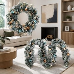 Practical 2.7m Christmas Garland and Wreath Set with LEDs