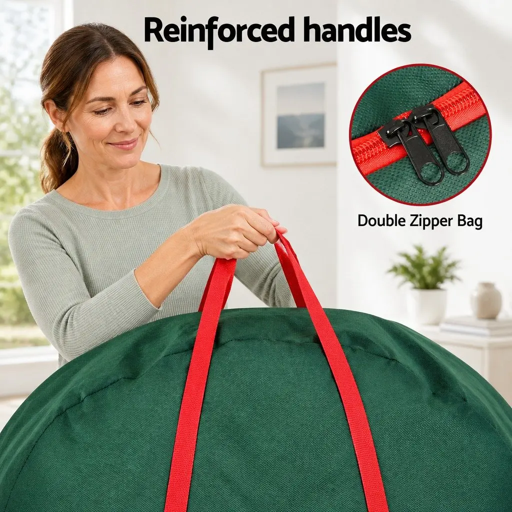 Christmas Garland Wreath Storage Bag Green 90cm Baubles Ornaments Container