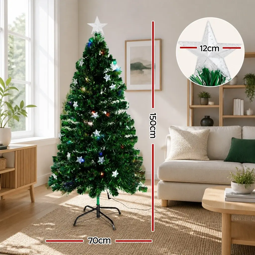 Optic Fibre LED Christmas Tree Pre-Lit 1.5m Multi Colour Holiday Decor