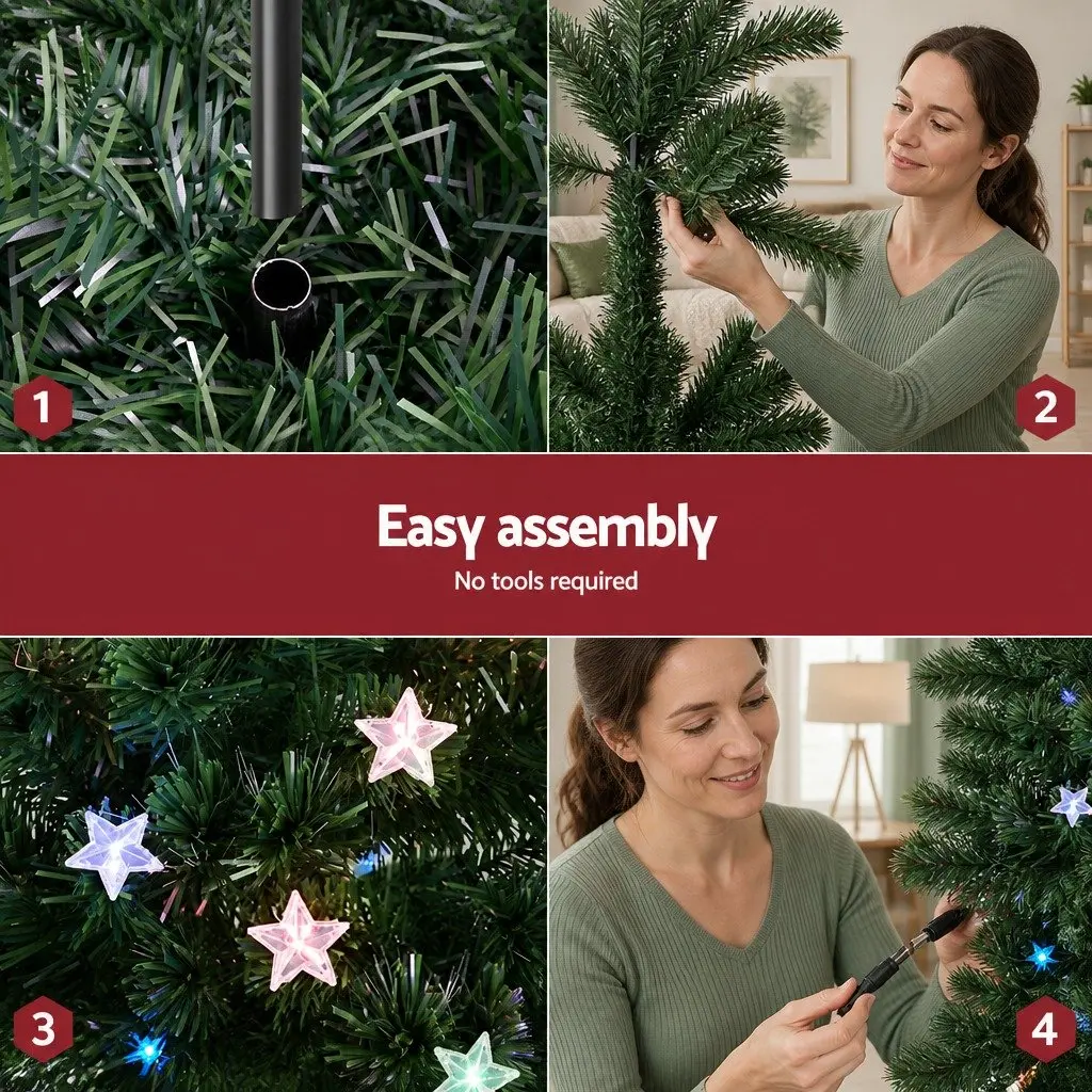 Optic Fibre LED Christmas Tree Pre-Lit 1.5m Multi Colour Holiday Decor