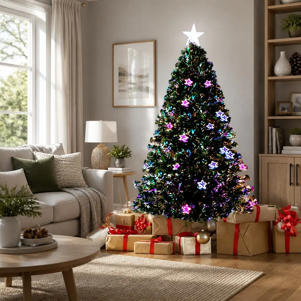 Optic Fibre LED Christmas Tree Pre-Lit 1.5m Multi Colour Holiday Decor