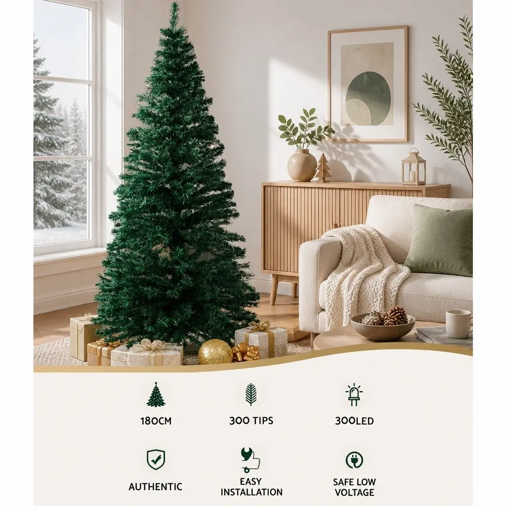 Christmas Tree Optic Fibre LED 6FT Green 300 Tips Multi Color Lights