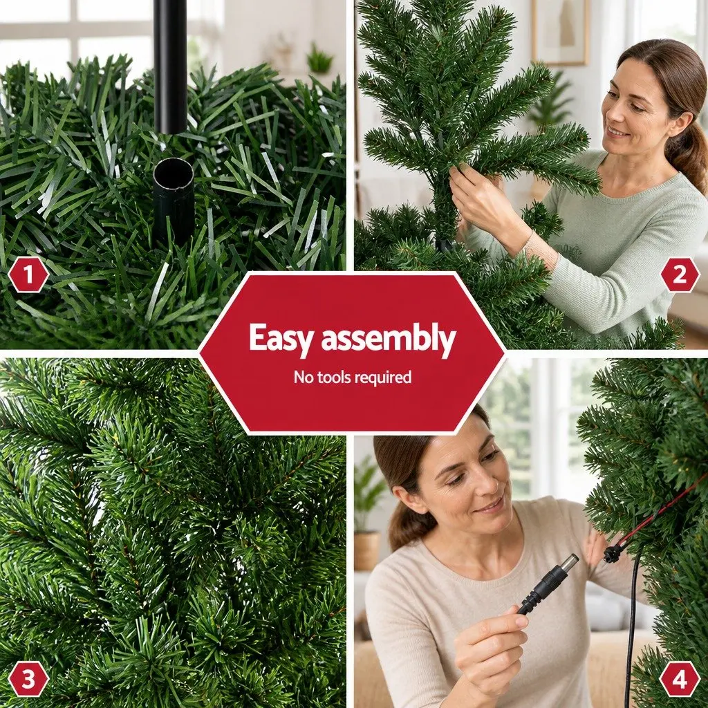 Christmas Tree Optic Fibre LED 6FT Green 300 Tips Multi Color Lights