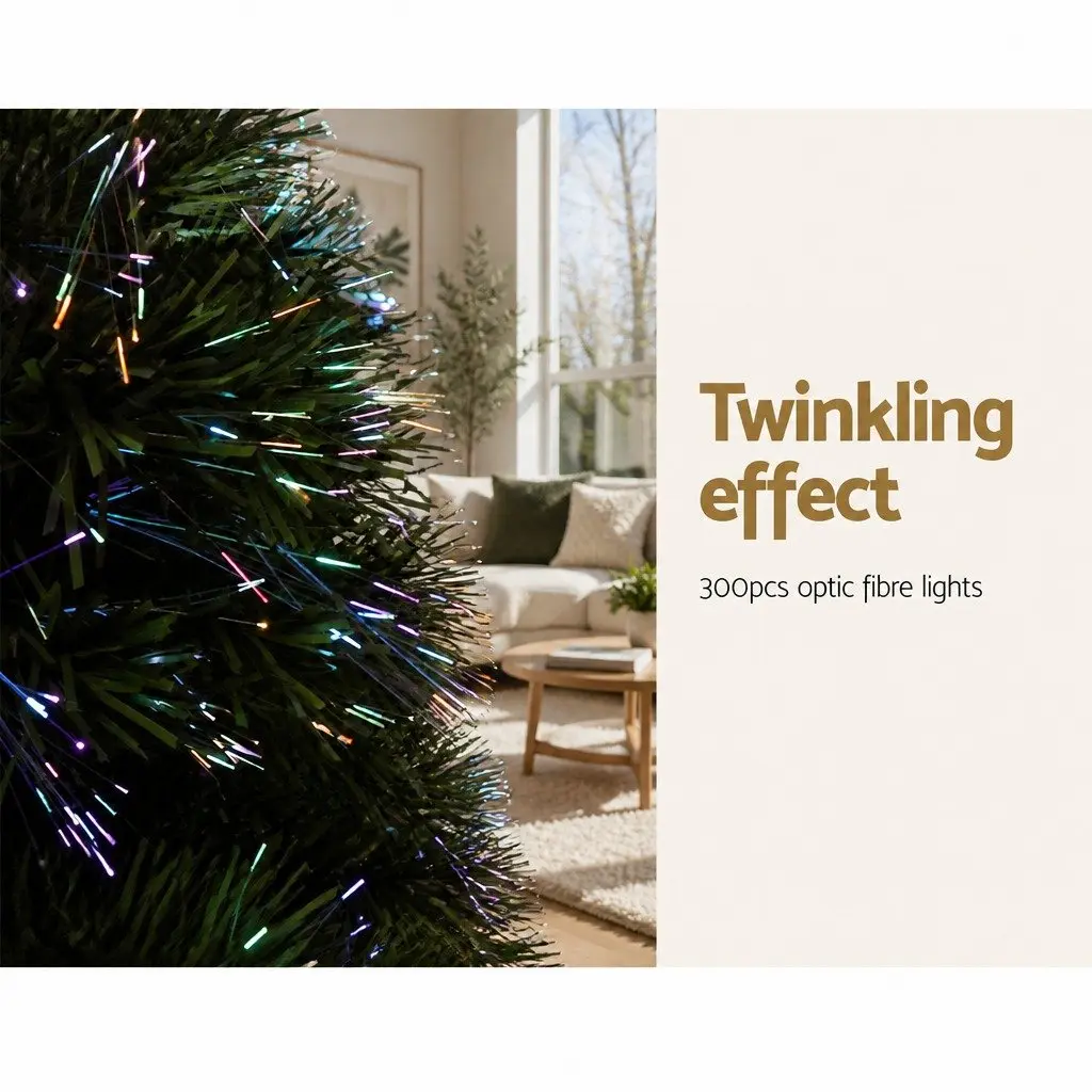 Christmas Tree Optic Fibre LED 6FT Green 300 Tips Multi Color Lights