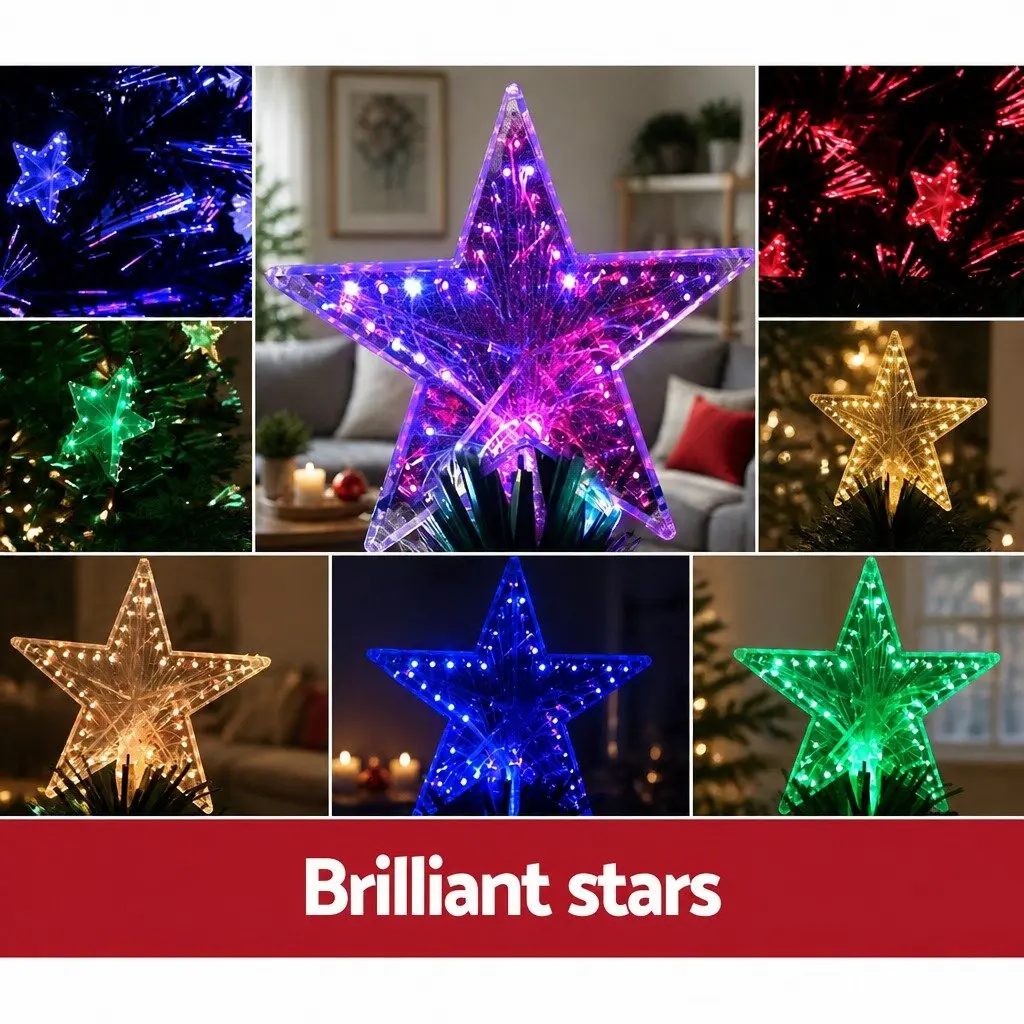 Optic Fibre LED Christmas Tree 1.8m 6FT Green Pre-Lit Multi Colour
