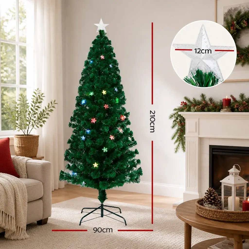 Christmas Tree 7FT Optic Fibre LED Xmas Tree Multi Colour Pre-Lit Home Decor