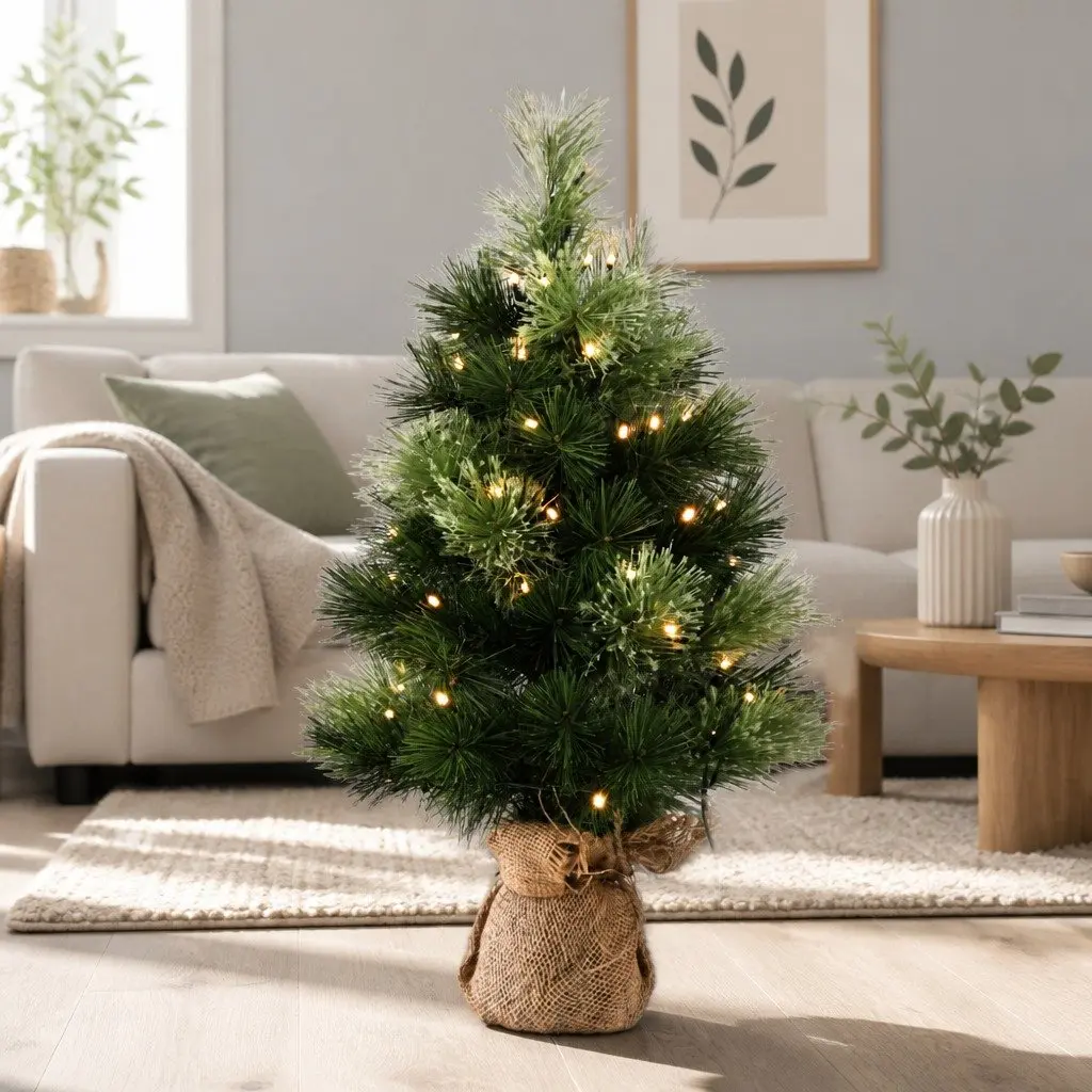 Mini Christmas Tree 60CM Tabletop LED Xmas Tree 8 Light Modes Timer Green