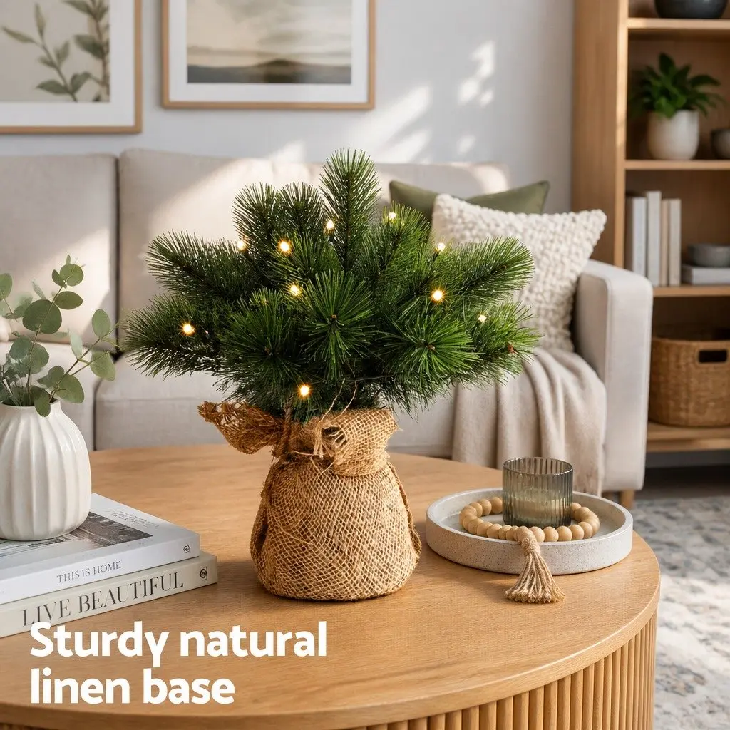 Mini Christmas Tree 60CM Tabletop LED Xmas Tree 8 Light Modes Timer Green