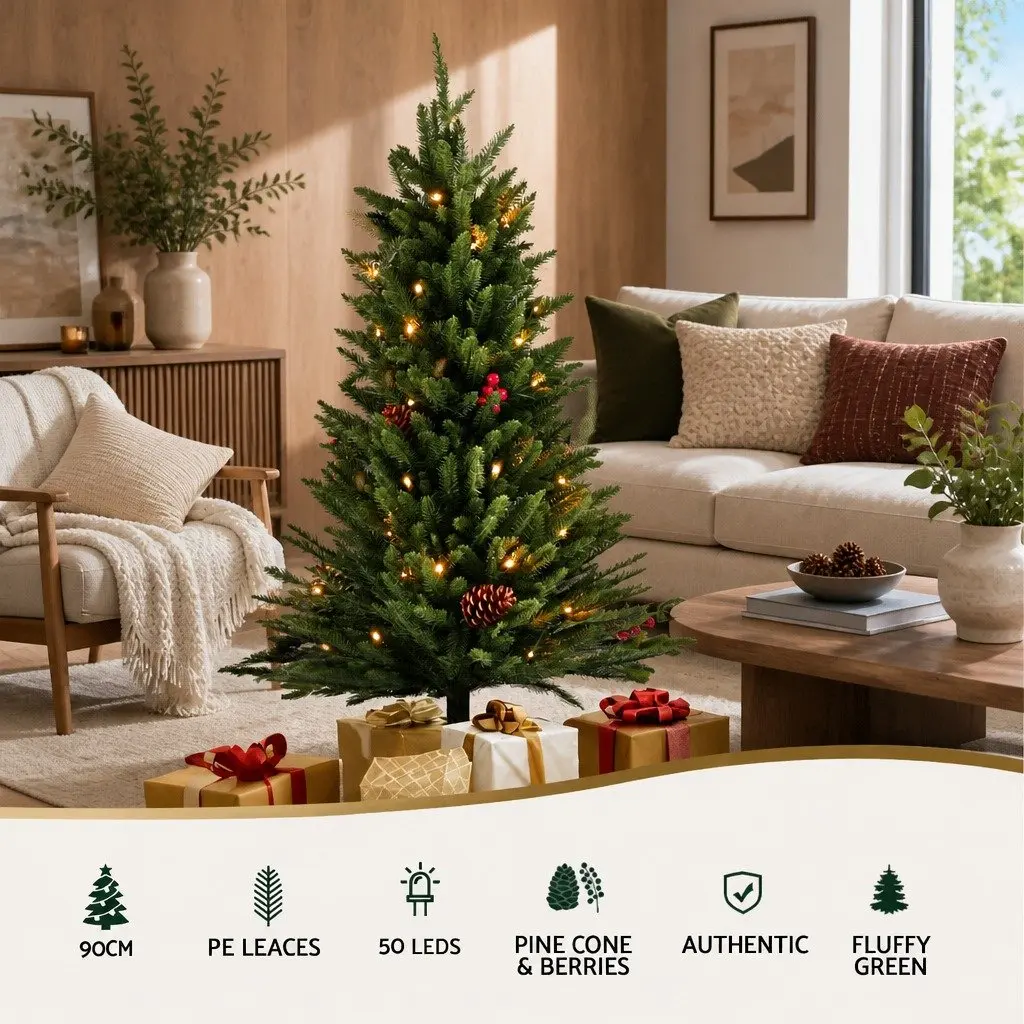 Mini Christmas Tree LED 90cm Tabletop Decoration Warm White Lights