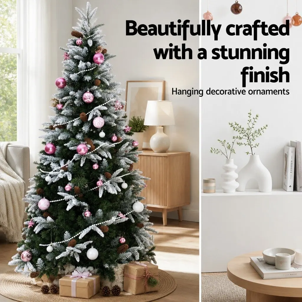 Christmas Tree Decorations 33 Piece Baubles Ornaments Stars Garland Shatterproof Pink White