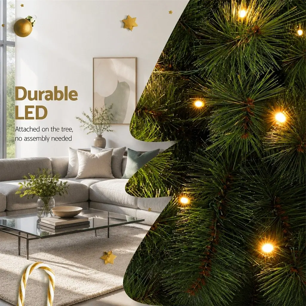 Christmas Palm Tree Set 1.5m 1m LED Warm Light Green Pine Needle Indoor Outdoor Decorations
