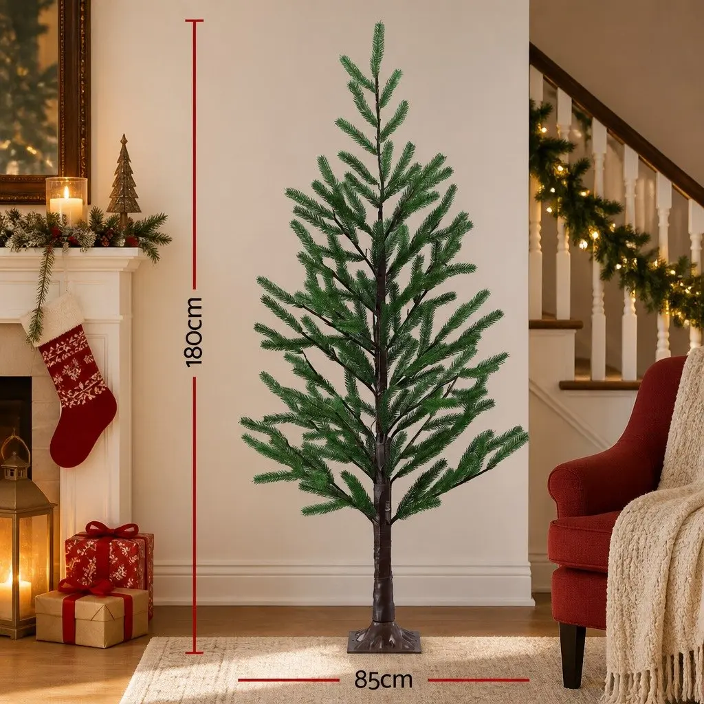 Pre-lit Christmas Tree 1.8M Green Artificial with Warm White LED Lights 8 Light Modes