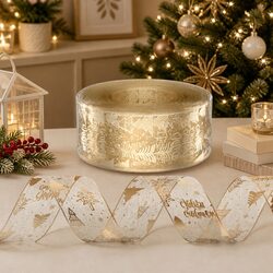 Versatile Gold Christmas Tree Ribbon for Home Decor