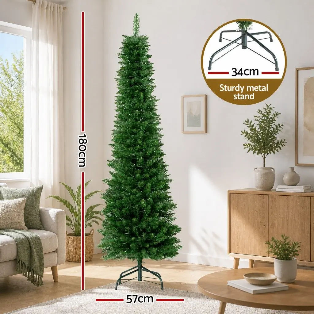 Pre-Lit Christmas Tree PVC 1.8m Green with 200 Warm LED Lights