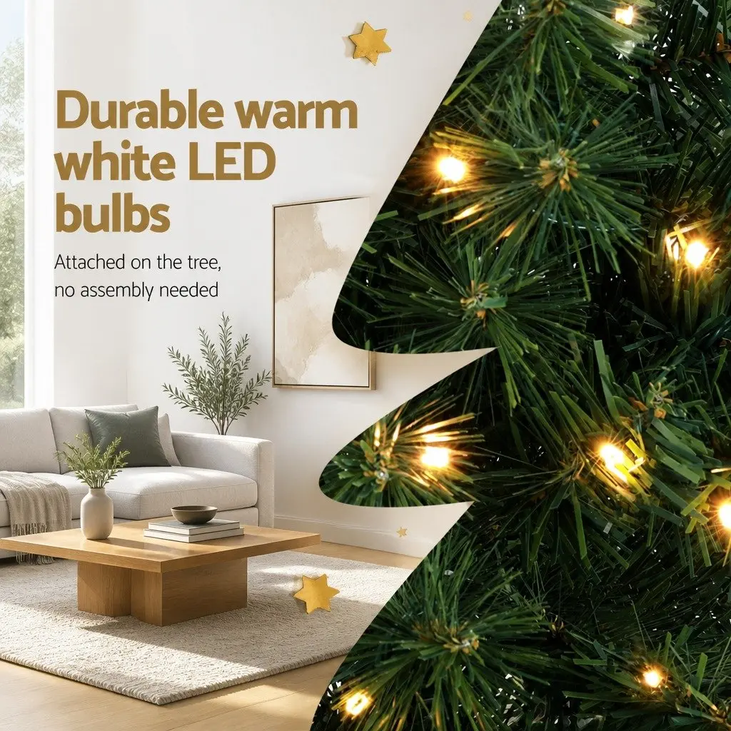 Half Corner Christmas Tree Pre-lit 2.1M Green 430 Tips Warm White LED