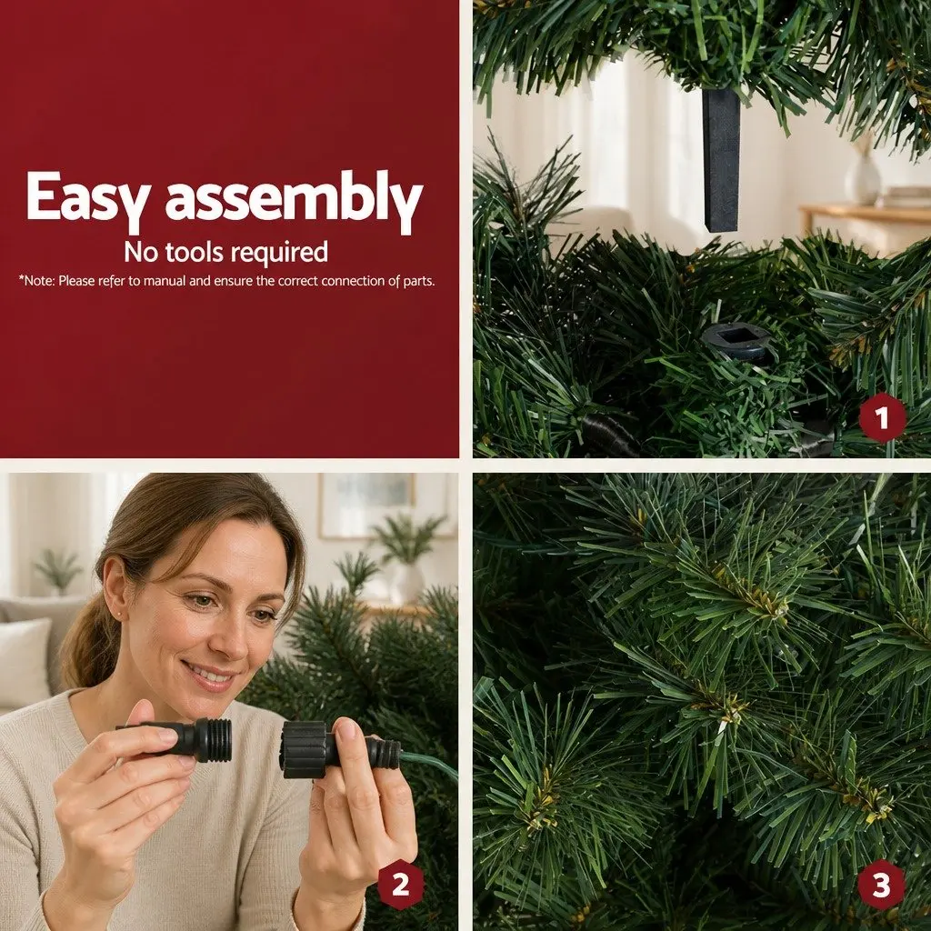 Half Corner Christmas Tree Pre-lit 2.1M Green 430 Tips Warm White LED
