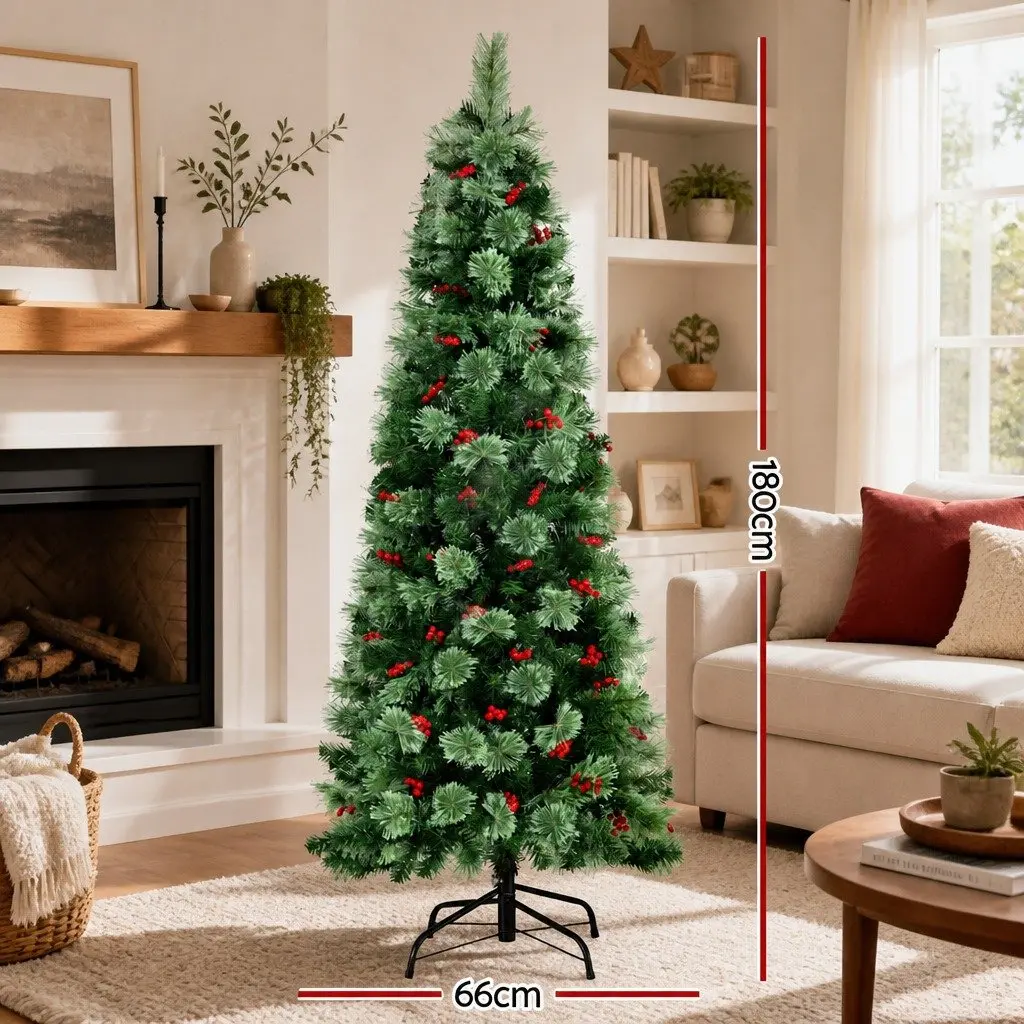 Christmas Tree LED 180cm Pine Tree with Red Berries 6FT