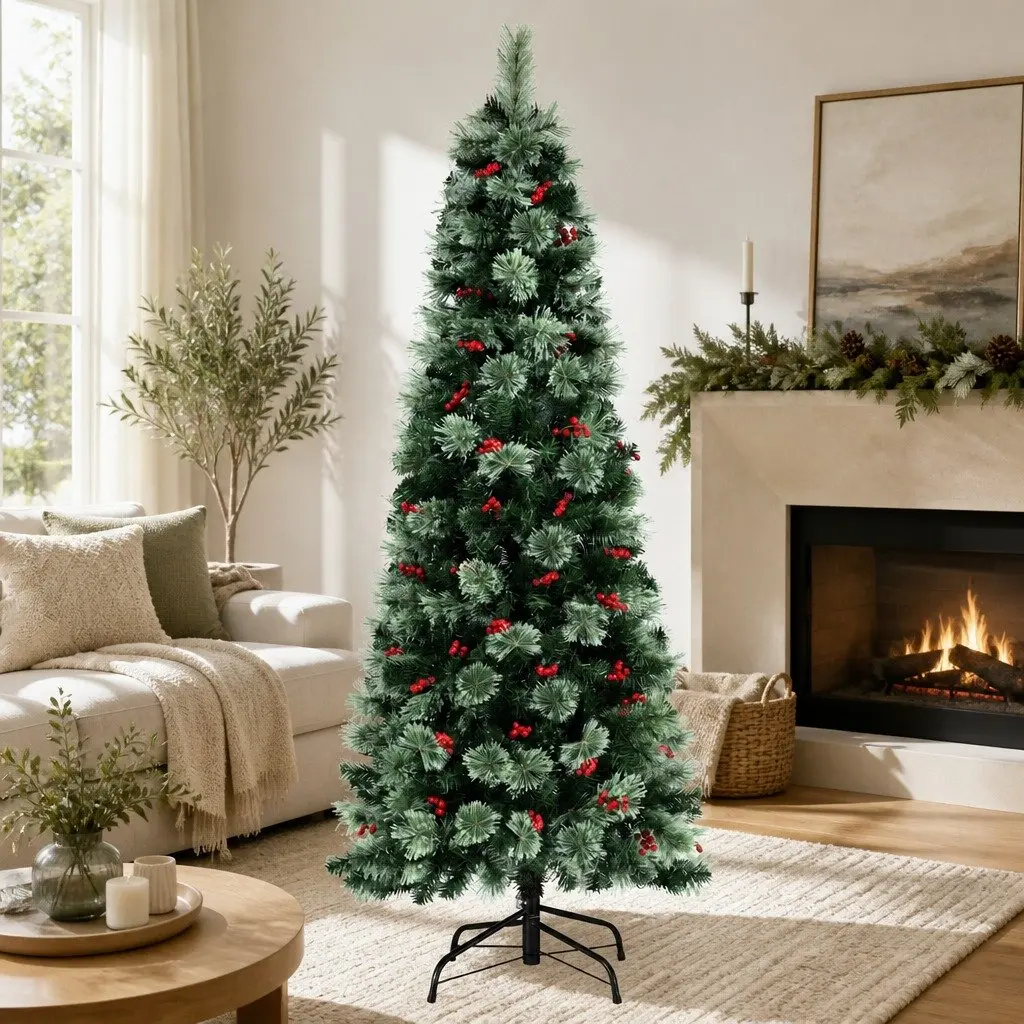 Christmas Tree LED 180cm Pine Tree with Red Berries 6FT