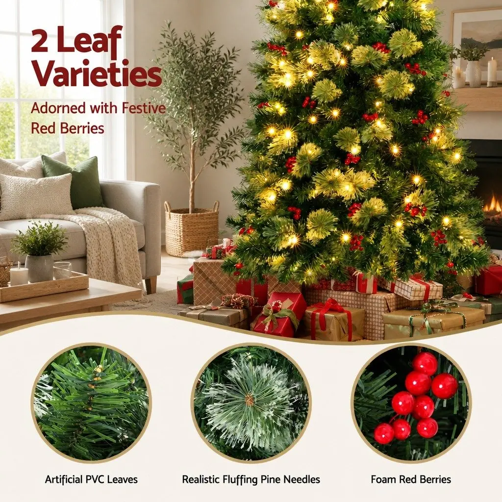 Christmas Tree LED 180cm Pine Tree with Red Berries 6FT