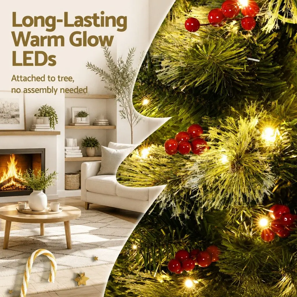 Christmas Tree LED 180cm Pine Tree with Red Berries 6FT