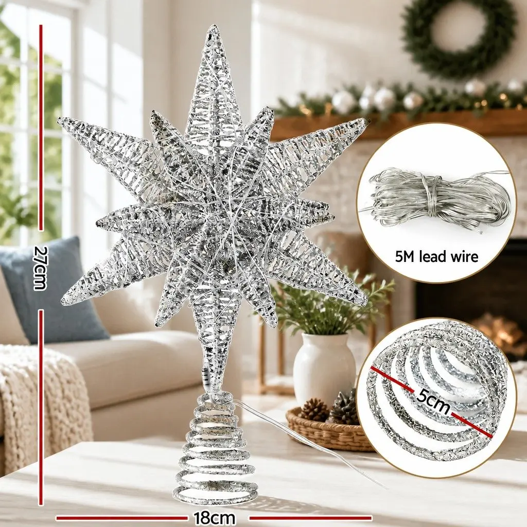 Christmas Tree Topper LED Light Decoration PVC Frame 18 x 7 x 27 cm White