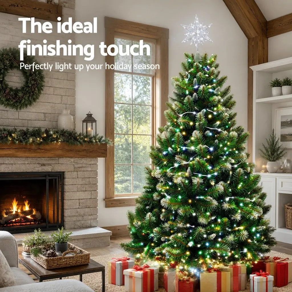 Christmas Tree Topper LED Light Decoration PVC Frame 18 x 7 x 27 cm White