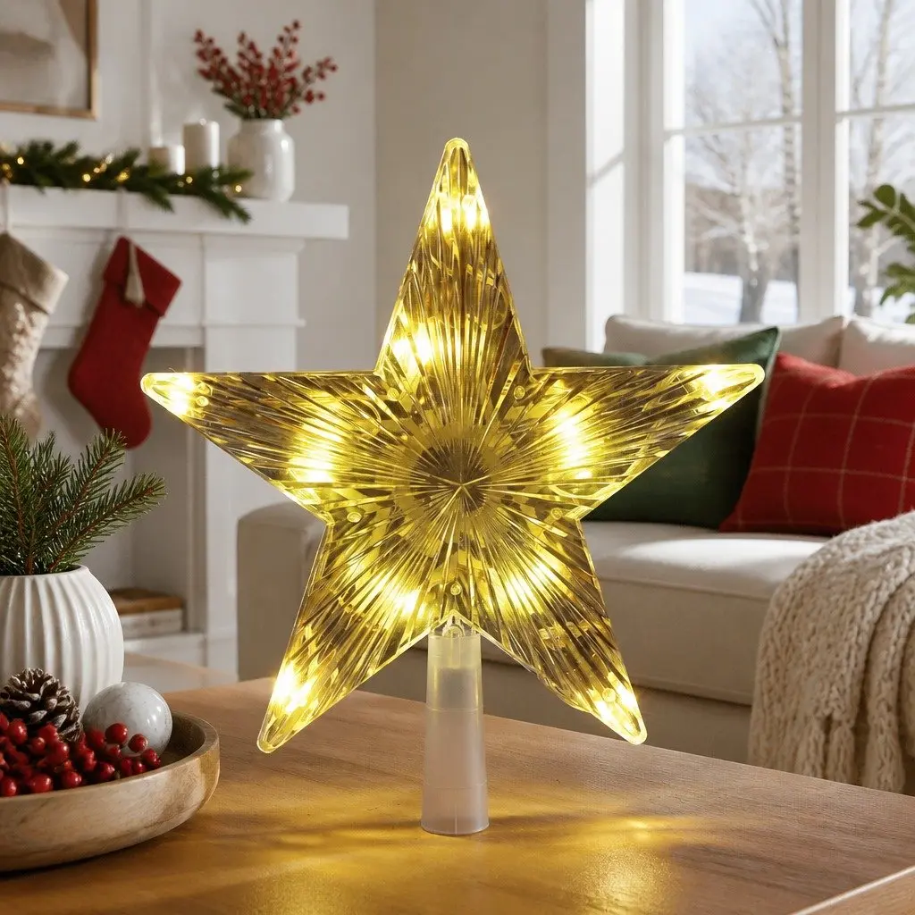 Christmas Tree Topper Star USB Powered Plastic 21cm Multi-colour