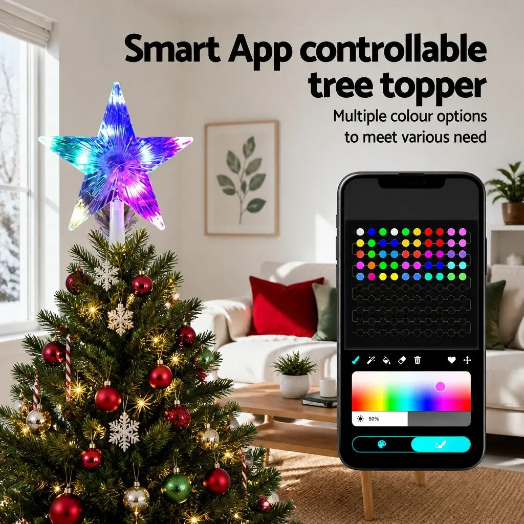 Christmas Tree Topper Star USB Powered Plastic 21cm Multi-colour