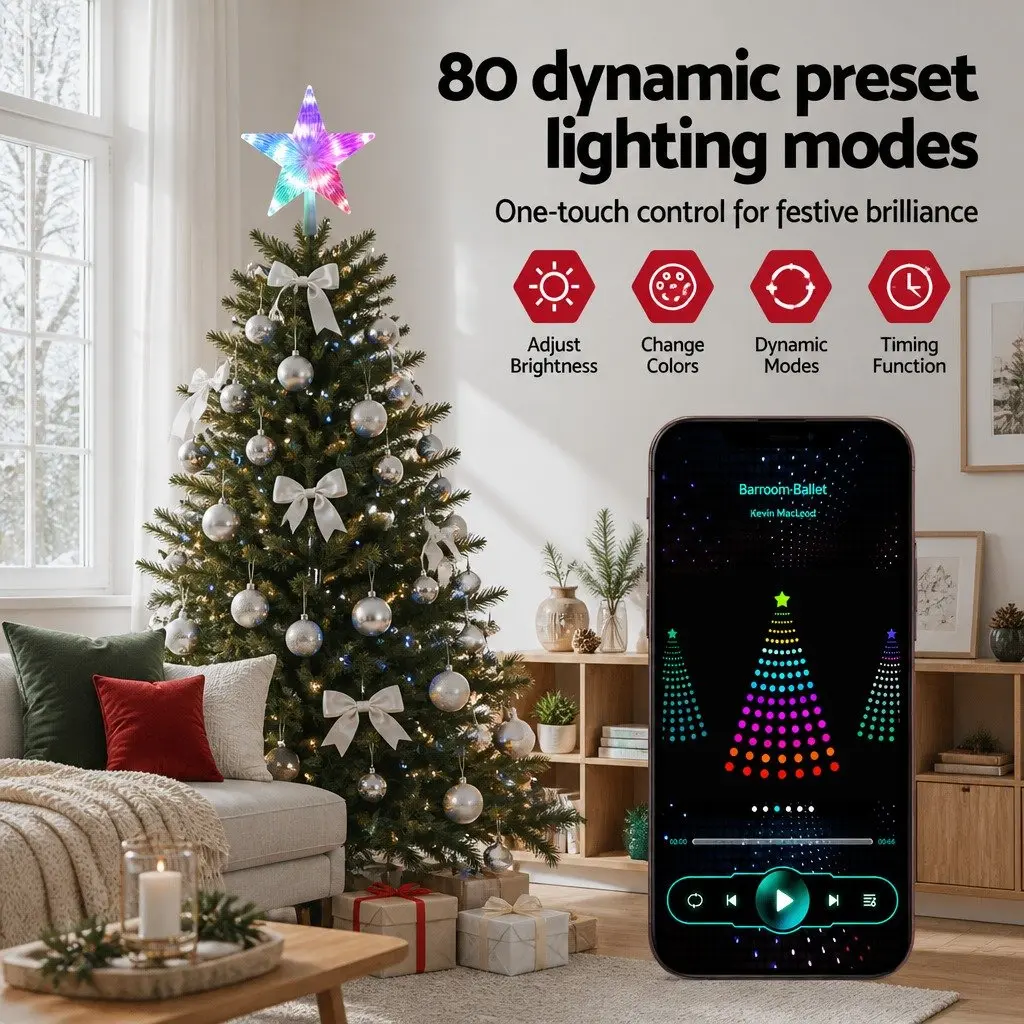 Christmas Tree Topper Star USB Powered Plastic 21cm Multi-colour