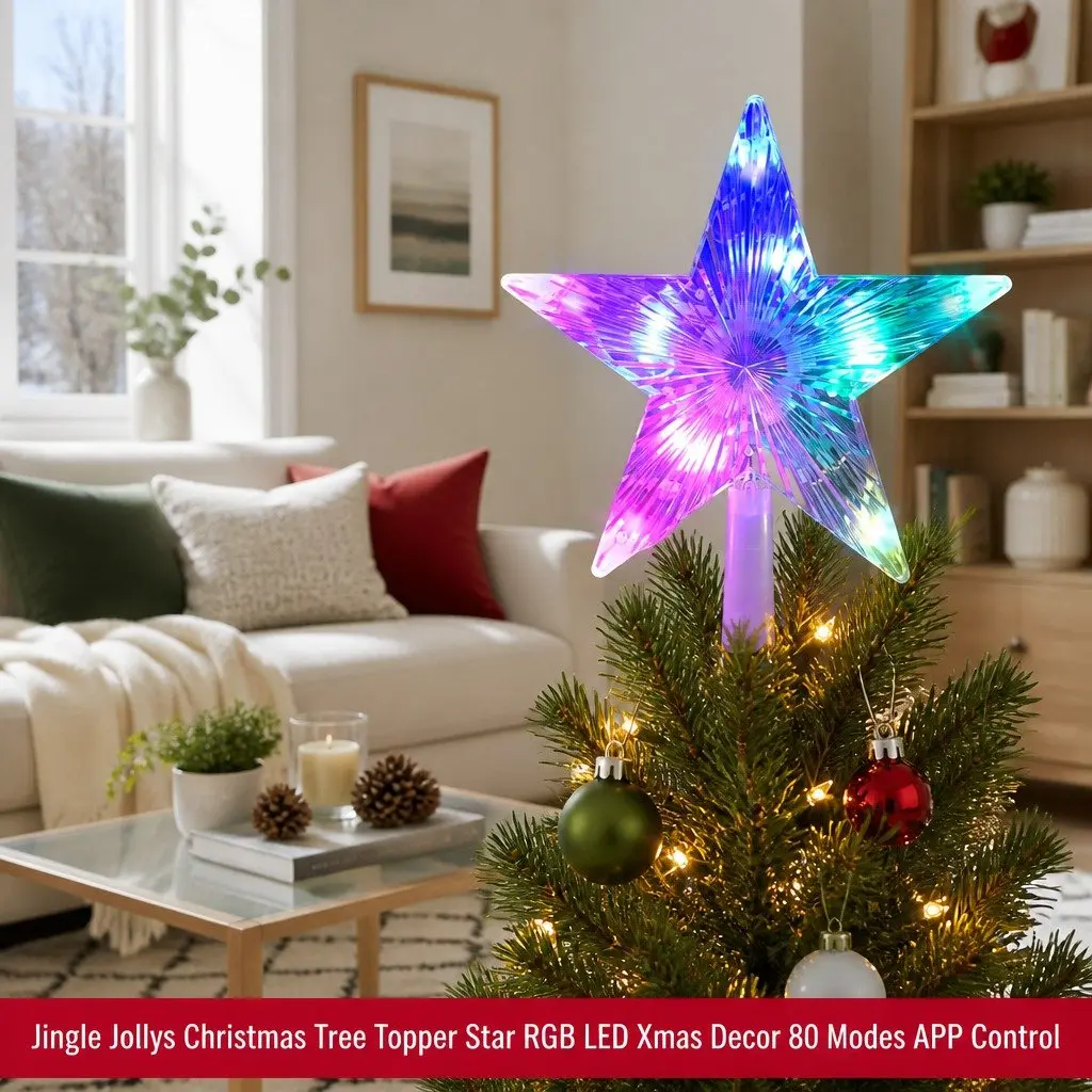 Christmas Tree Topper Star USB Powered Plastic 21cm Multi-colour