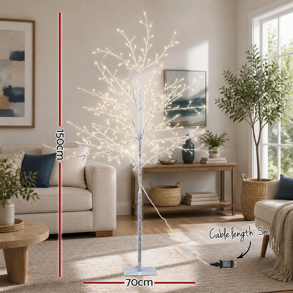 5FT Christmas Tree LED Warm White 304 Bulbs Powder Coated Steel Indoor Outdoor Holiday Decoration