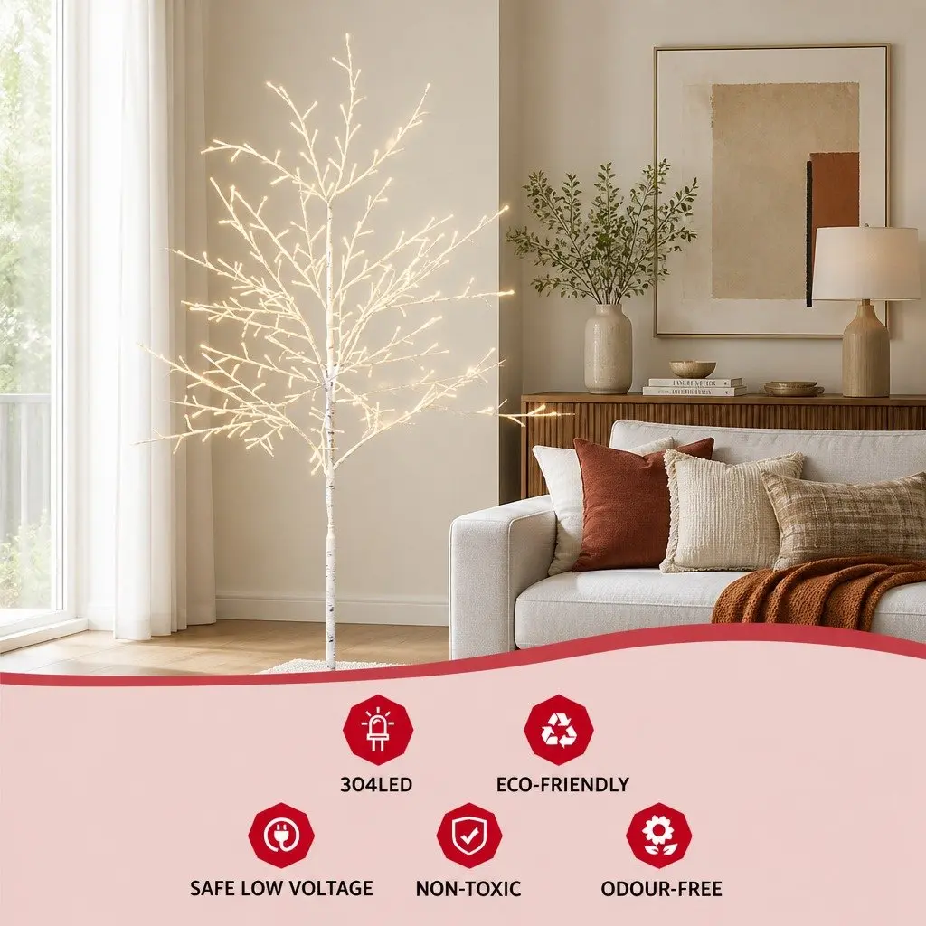 5FT Christmas Tree LED Warm White 304 Bulbs Powder Coated Steel Indoor Outdoor Holiday Decoration