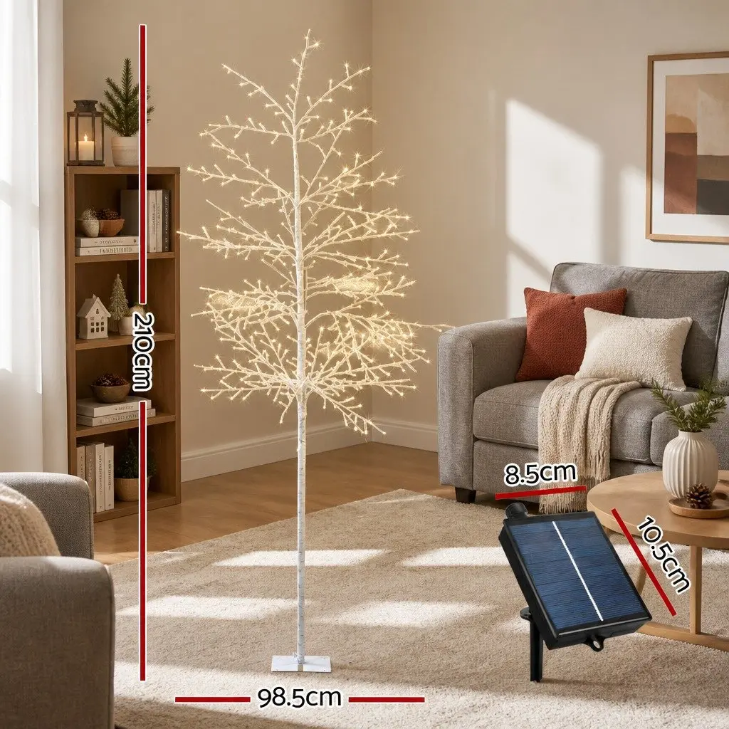 LED Christmas Tree Solar Powered 7FT Warm White Lights Outdoor Indoor Decoration