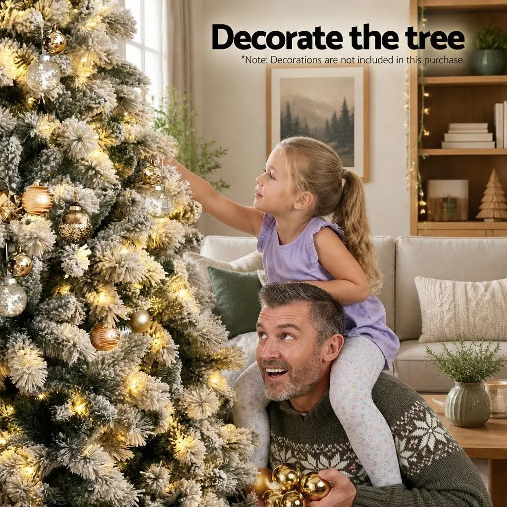Christmas Tree Snow Flocked Pre-Lit 1.8m Green LED with 8 Light Modes