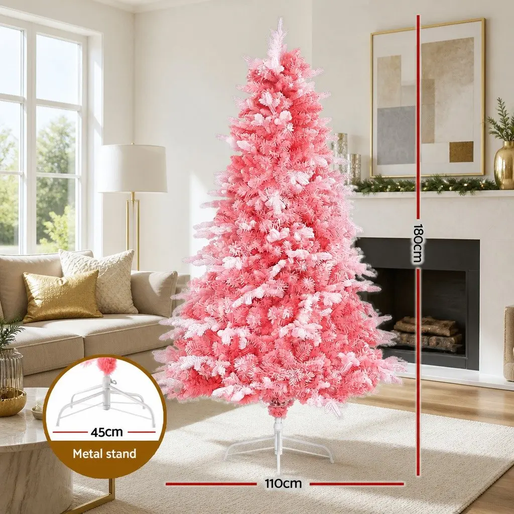 Christmas Tree Snow Flocked 1.8m Pink with White Tips